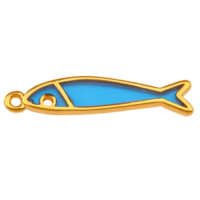 Metal pendant fish, gold-plated, vitraux, 29.5 x 6.0 mm 