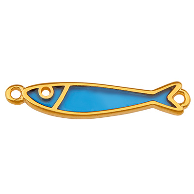Connecteur de bracelet poisson, doré, vitraux, 30,5 x 6,0 mm 