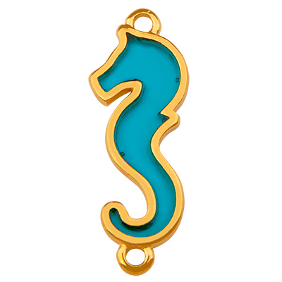 Bracelet connector seahorse, gold-plated, vitraux, 27.5 x 10.0 mm 