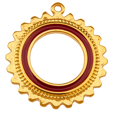 Metal pendant sun, gold-plated, enamelled, 28 x 25.0 mm 