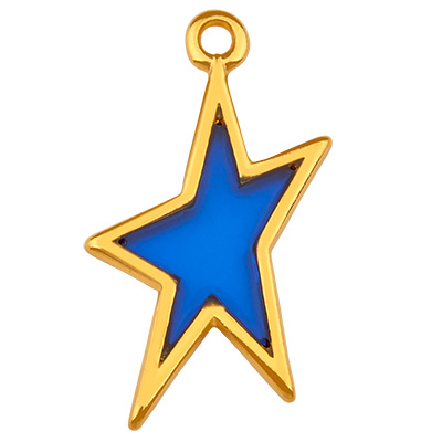Metal pendant star, gold-plated, vitraux, 23.5 x 11.5 mm 