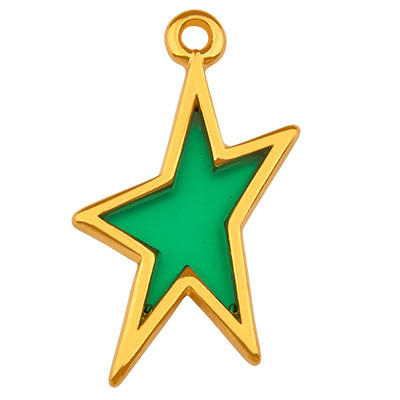 Metal pendant star, gold-plated, vitraux, 23 x 12.0 mm 