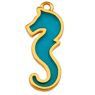 Metal pendant seahorse, gold-plated, vitraux, 25 x 10.0 mm 