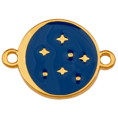 Bracelet connector starry sky, round, gold-plated, enamelled, 20 x 15.0 mm 
