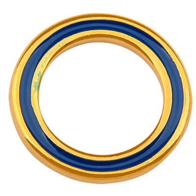 Metal pendant ring, diameter 20 mm, gold-plated, enamelled 