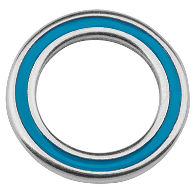 Metal pendant ring, diameter 20 mm, silver-plated, enamelled 