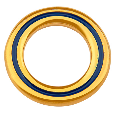 Pendentif métal anneau, diamètre 24 mm, doré, émaillé 