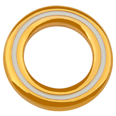 Metal pendant ring, diameter 24 mm, gold-plated, enamelled 