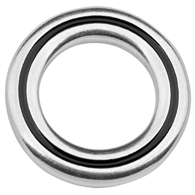 Pendentif métal anneau, diamètre 24 mm, argenté, émaillé 