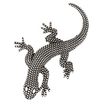 XXL Pendentif métal salamandre, argenté, 76 x 44,5 mm 