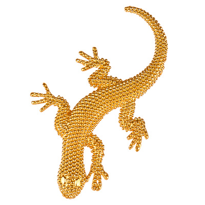 Metallanhänger Salamander, vergoldet, 76 x 44,5 mm 