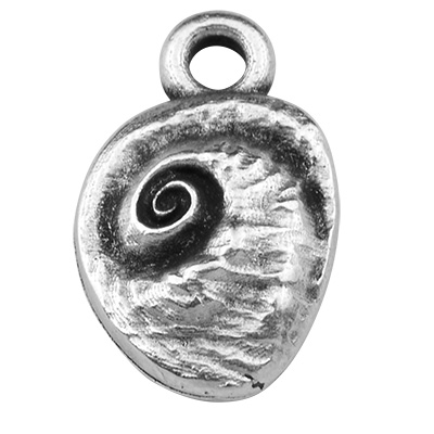 Metal pendant shell, silver-plated, 13 x 8.5 mm 