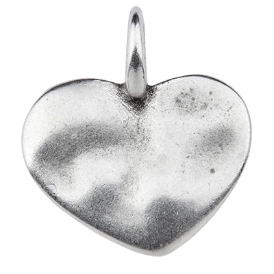 Metalen hanger hart, verzilverd, 19,5 x 18,0 mm 