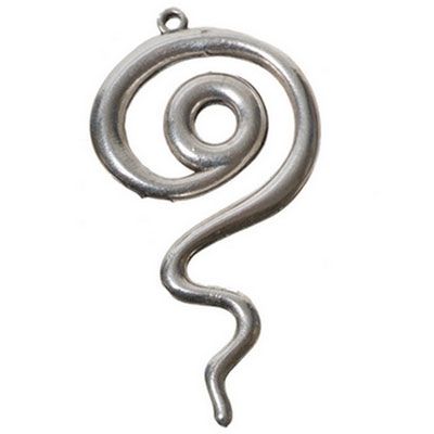 Metal pendant spiral, approx. 64 mm, silver-plated 