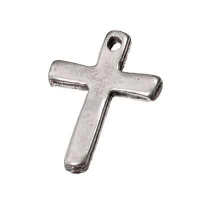 Metallanhänger Kreuz,ca. 15 mm x 10 mm, versilbert 