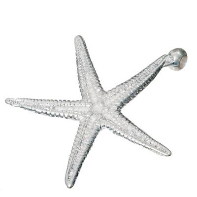 Metal pendant starfish, approx. 46 mm x 39 mm, silver-plated 