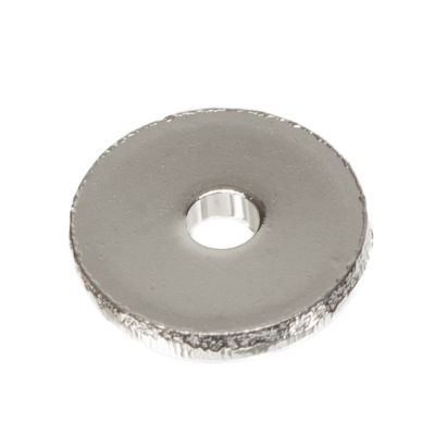 Perle métallique disque, environ 6 mm, argentée, comme MP143 