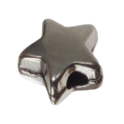 Perle métallique étoile, env. 6 mm, argentée 