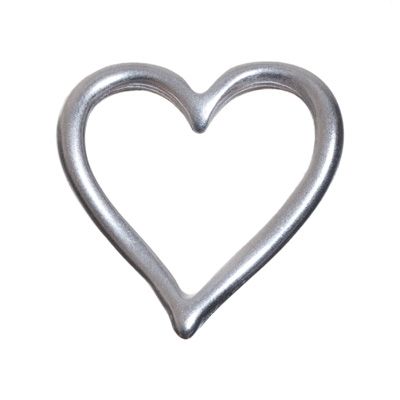 Metal pendant, heart, 28 x 28 mm, silver-plated 