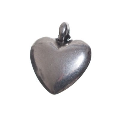 Metal pendant, heart, 15 x 13 mm, silver-plated 