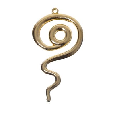 Metal pendant, spiral, 64 x 34 mm, gold-plated 