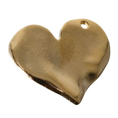 Metal pendant, heart, 27.5 x 32 mm, gold-plated 