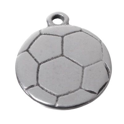 Pendentif métal football, 27 x 23 mm, argenté 