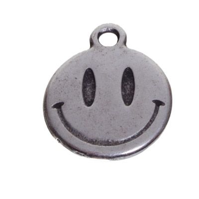 Metallanhänger Smiley, 15 x 12 mm, versilbert 