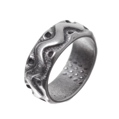 Metalen kraal met groot gat, ring, 15 x 5,5 mm, verzilverd 