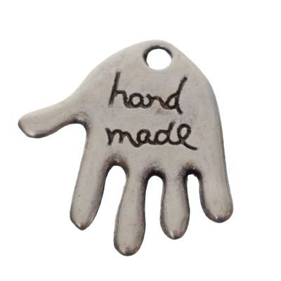 Pendant, hand, 19.7 mm, "handmade", silver-plated 