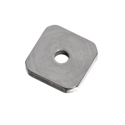 Metal bead, square disc, 6 mm, silver-plated 