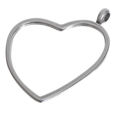 Metal pendant, heart, 68.5 mm, silver-plated 