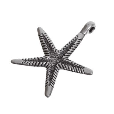 Metal pendant,Starfish, 44 mm, silver plated 