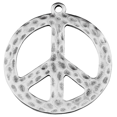 Metal pendant, Peace, XXL pendant, 52 x 47 mm, silver-plated 