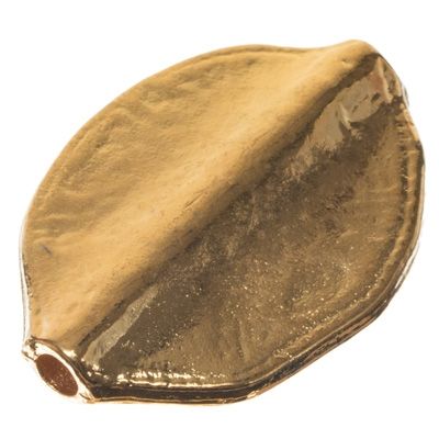Metal bead Oval disc, approx. 29 x 10 mm, gold-plated 
