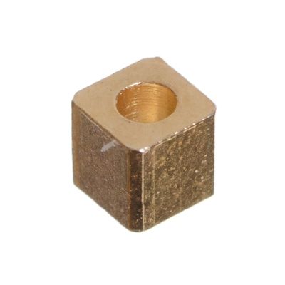 Metalen kraal, kubus, 3 mm, verguld 
