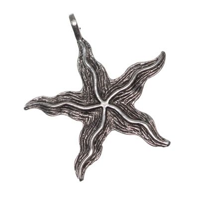 Metal pendant starfish, approx. 46 x 44 mm, silver-plated antique 