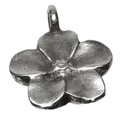 Metal pendant flower, approx. 22 x 17 mm, silver-plated 