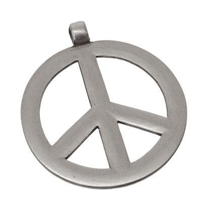 Metal pendant Peace, XXL pendant, 63.8 x 54.8 mm, silver-plated 