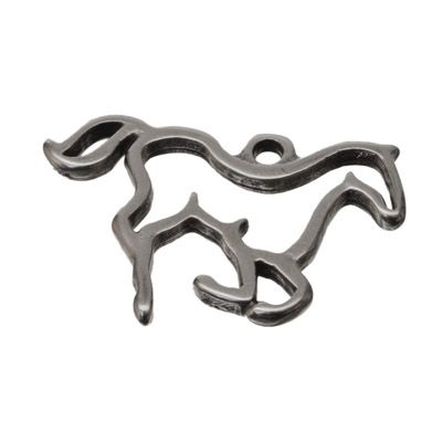 Metal pendant horse, 24.3 x 15 mm, silver-plated 
