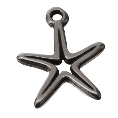 Metal pendant star, 15.9 x 13.1 mm, silver-plated 