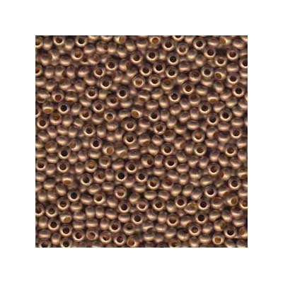 11/0 Metal Seed Bead Gold-coloured Matte, Round, 2 mm, Tube with approx. 13 grams (approx. 600 beads) 