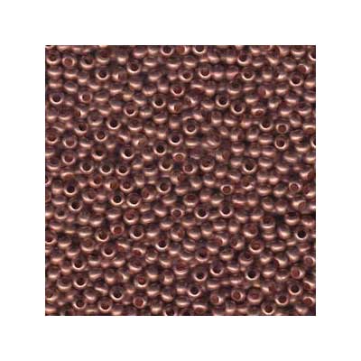 8/0 Metal Seed Bead Matte Copper, Round, 3 mm, Tube with approx. 36 grams (approx. 700 beads) 