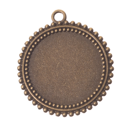 Pendant/setting for cabochons, 25 mm, antique bronze-coloured 