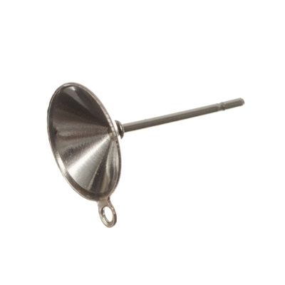 Clou d'oreille en acier inoxydable pour Preciosa Rivoli 8 mm et oeillet, argenté 