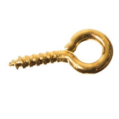 Pin eyelet with screw thread pointed, length 11 mm, thread diameter 1.4 mm, gold-coloured 