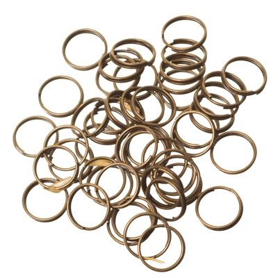 Split rings, 10 mm, double bent, bronze-coloured, 10 grams (approx. 55 pieces) 
