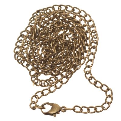 Link chain, 3 x 4 mm, length 80 cm, with clasp, bronze-coloured 