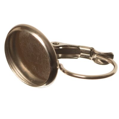 Edelstahl Ohrring für Cabochons, Durchmesser 10 mm, silberfarben 