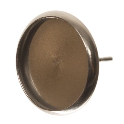 Clous d'oreille en acier inoxydable pour cabochons, diamètre 12 mm, argenté 
